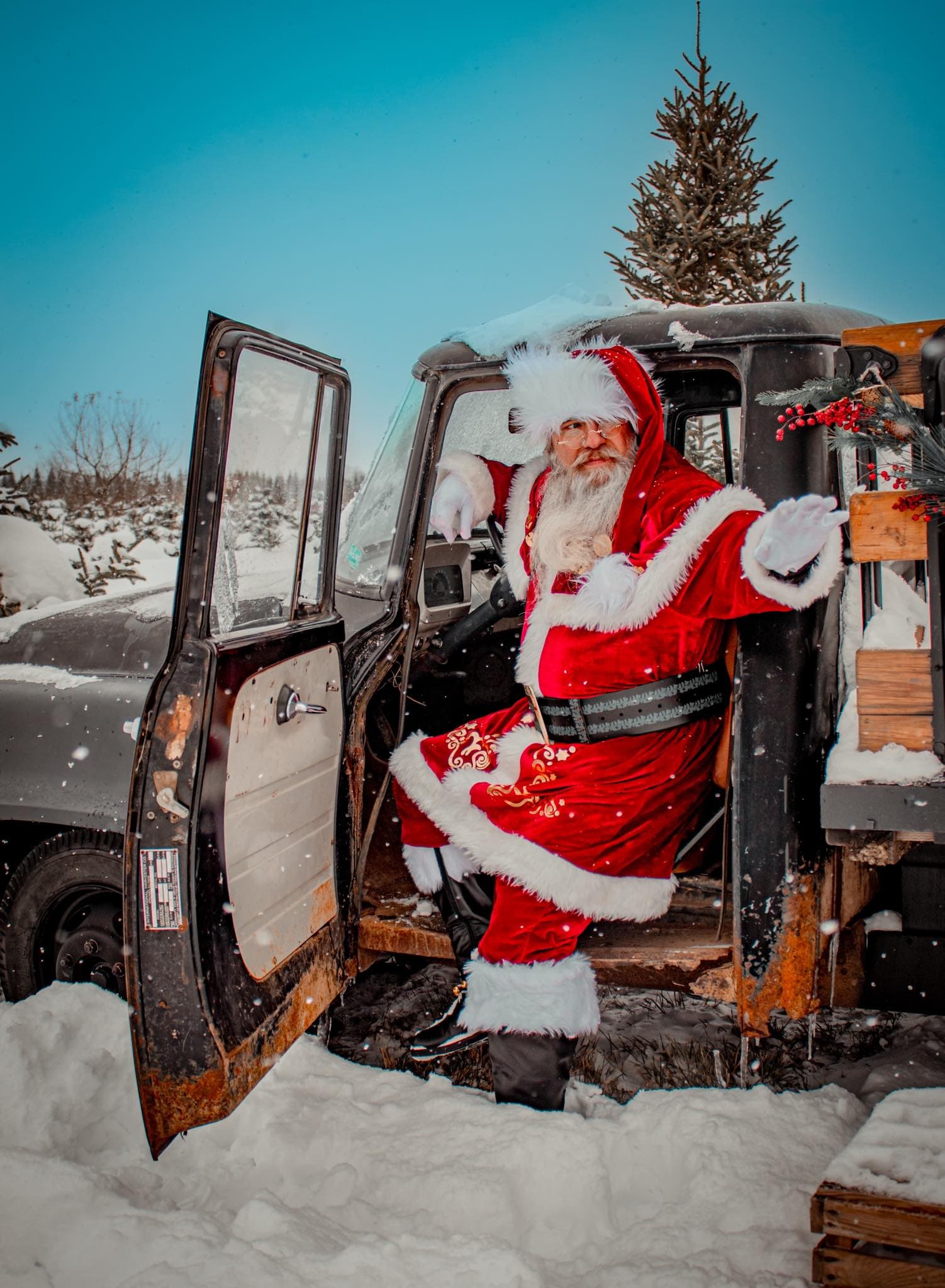 Santa James greeting guests at a holiday event